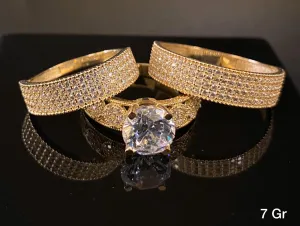 Trio Ring Set with CZ stones 10K Solid Gold