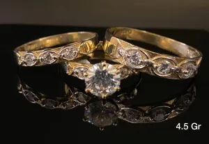 Trio Ring Set with CZ stones 10K Solid Gold