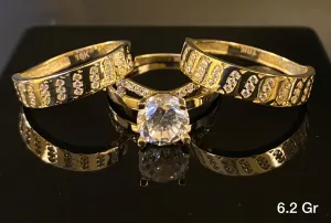 Trio Ring Set with CZ stones 10K Solid Gold