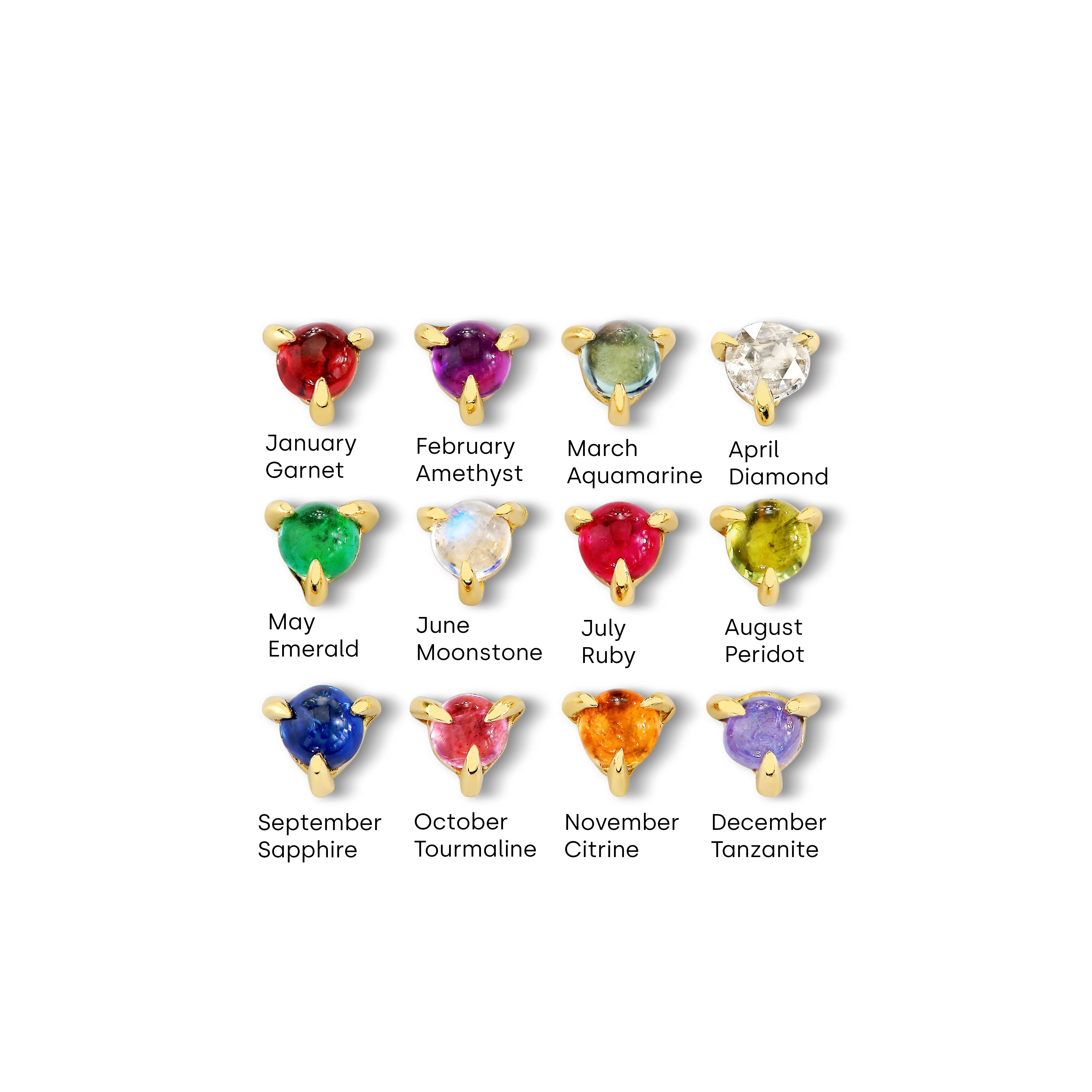 Triple Gemstone Ring, 3mm