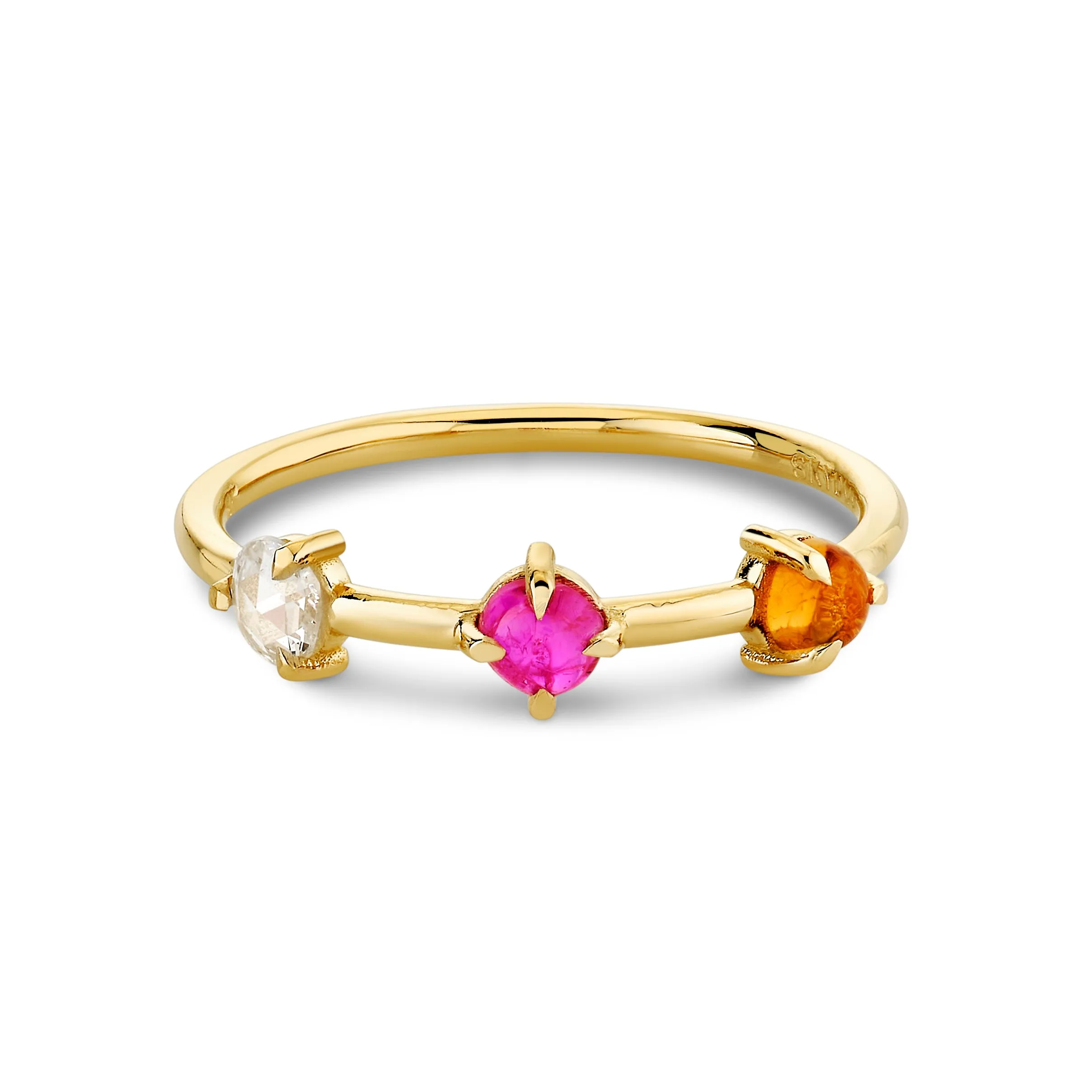 Triple Gemstone Ring, 3mm