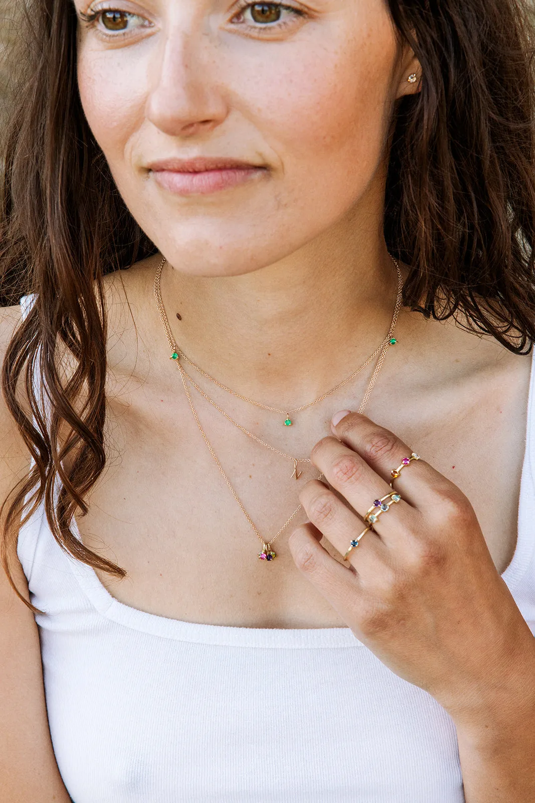 Triple Gemstone Ring, 3mm
