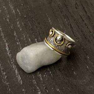 Two Band Engraved Spinner Ring
