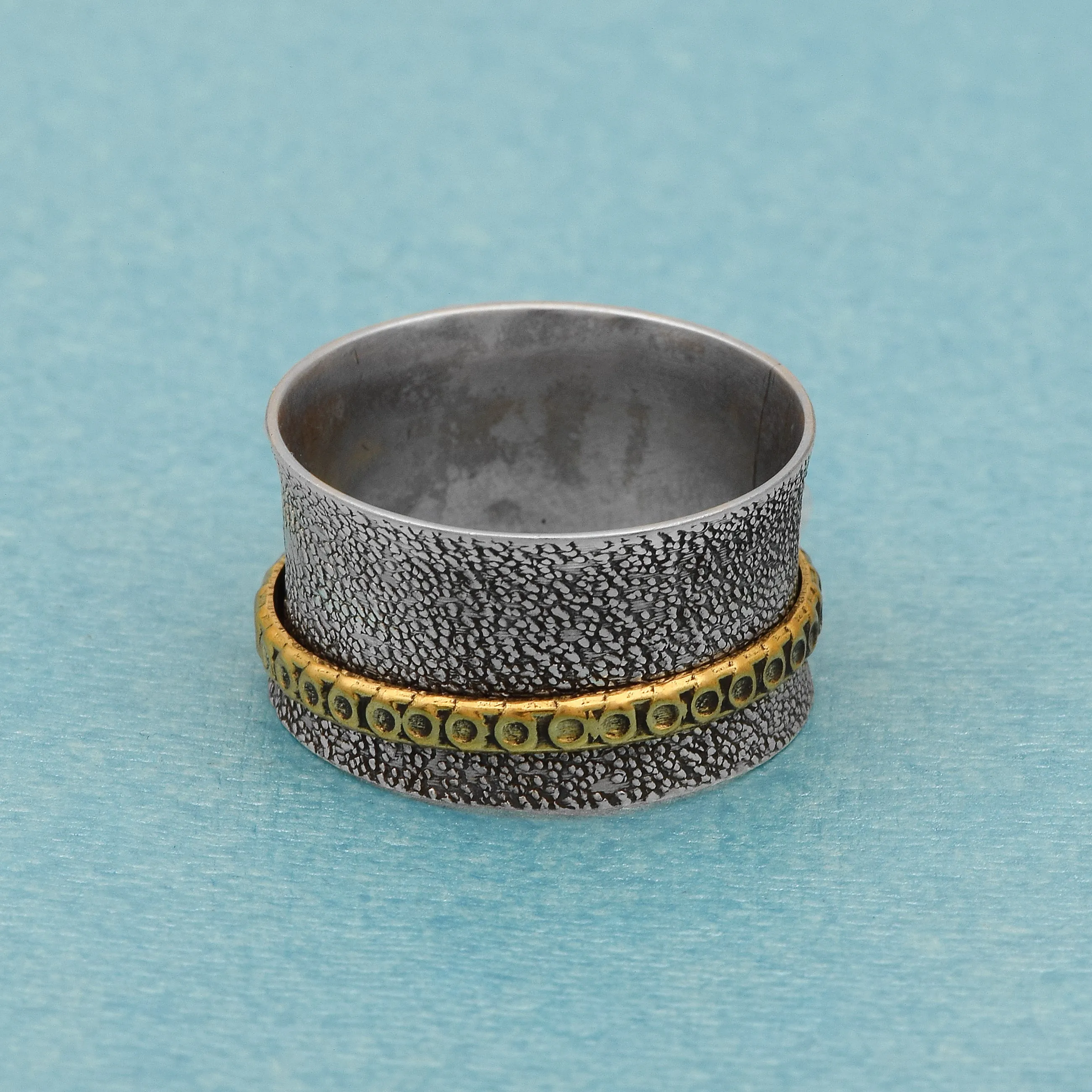 Two Banded Engraved Spinner Ring