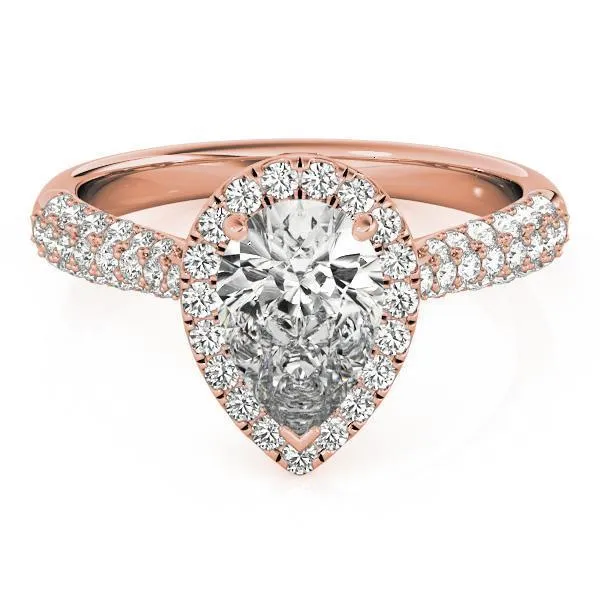 Vicky Pear Moissanite Micro Pave Shank Halo Engagement Ring