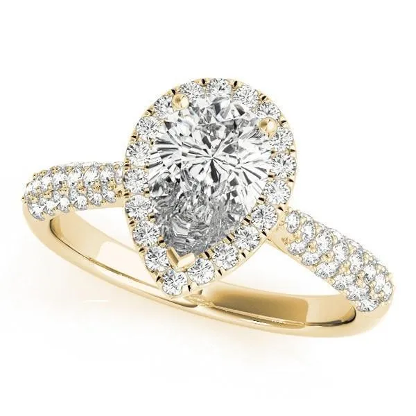 Vicky Pear Moissanite Micro Pave Shank Halo Engagement Ring
