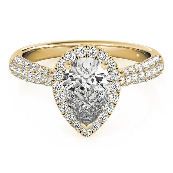 Vicky Pear Moissanite Micro Pave Shank Halo Engagement Ring