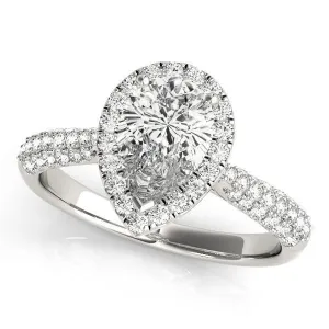 Vicky Pear Moissanite Micro Pave Shank Halo Engagement Ring