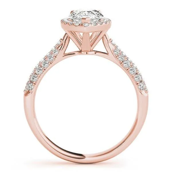 Vicky Pear Moissanite Micro Pave Shank Halo Engagement Ring
