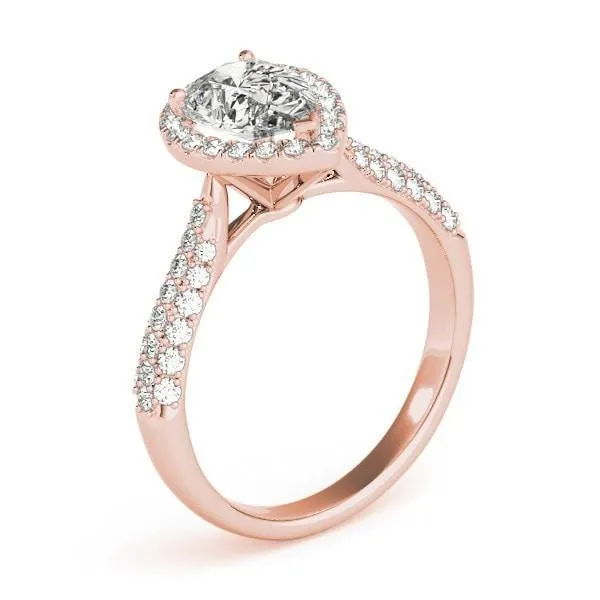 Vicky Pear Moissanite Micro Pave Shank Halo Engagement Ring