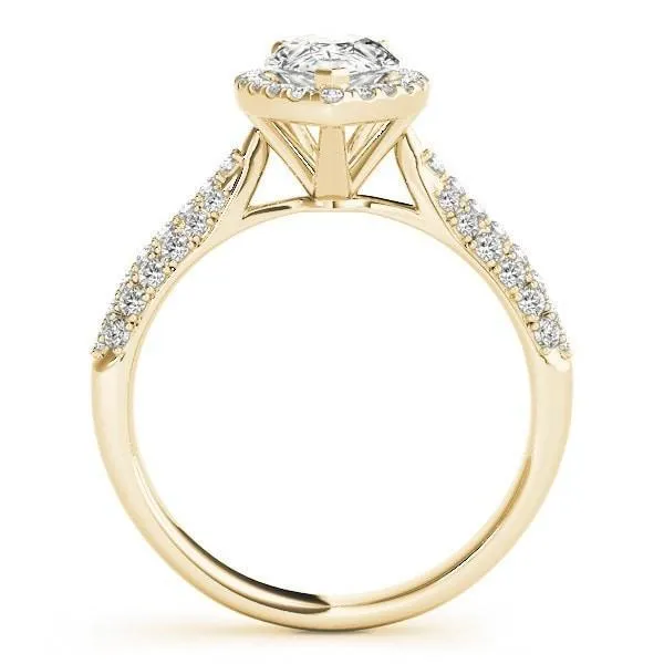 Vicky Pear Moissanite Micro Pave Shank Halo Engagement Ring
