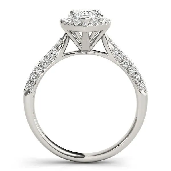 Vicky Pear Moissanite Micro Pave Shank Halo Engagement Ring