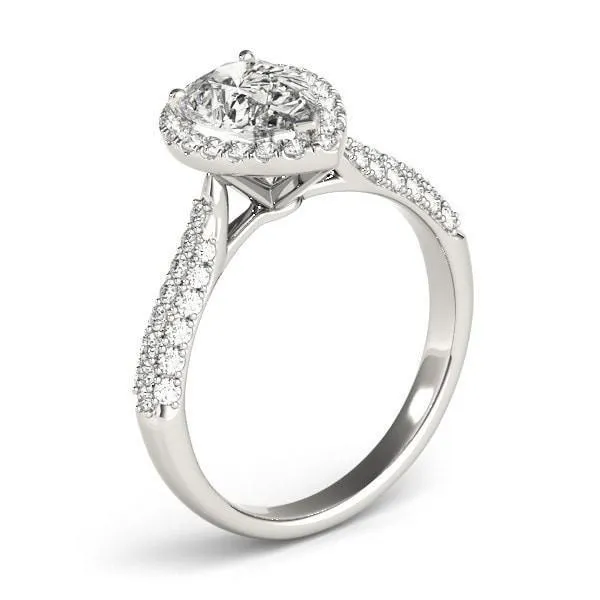 Vicky Pear Moissanite Micro Pave Shank Halo Engagement Ring