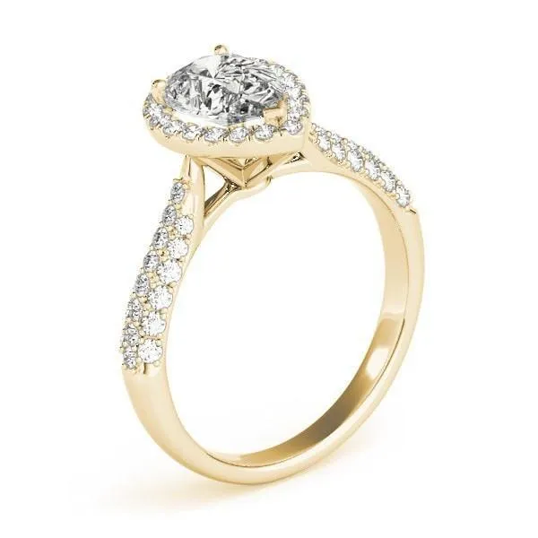 Vicky Pear Moissanite Micro Pave Shank Halo Engagement Ring