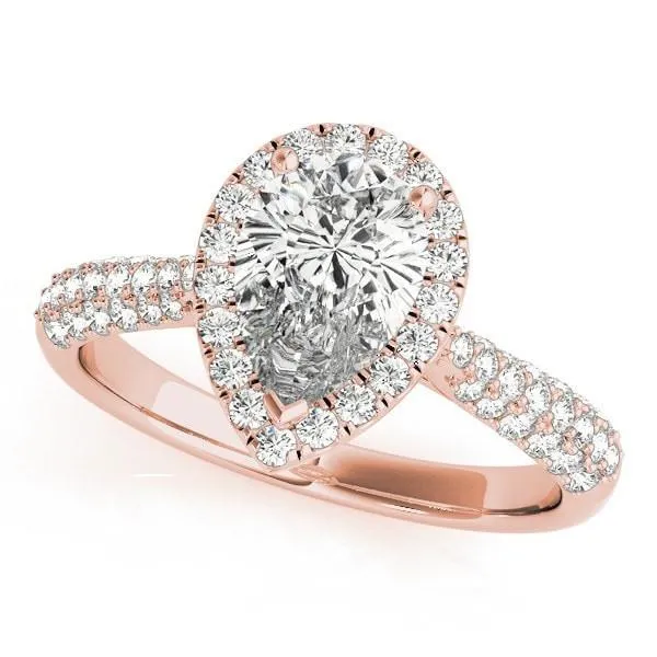 Vicky Pear Moissanite Micro Pave Shank Halo Engagement Ring