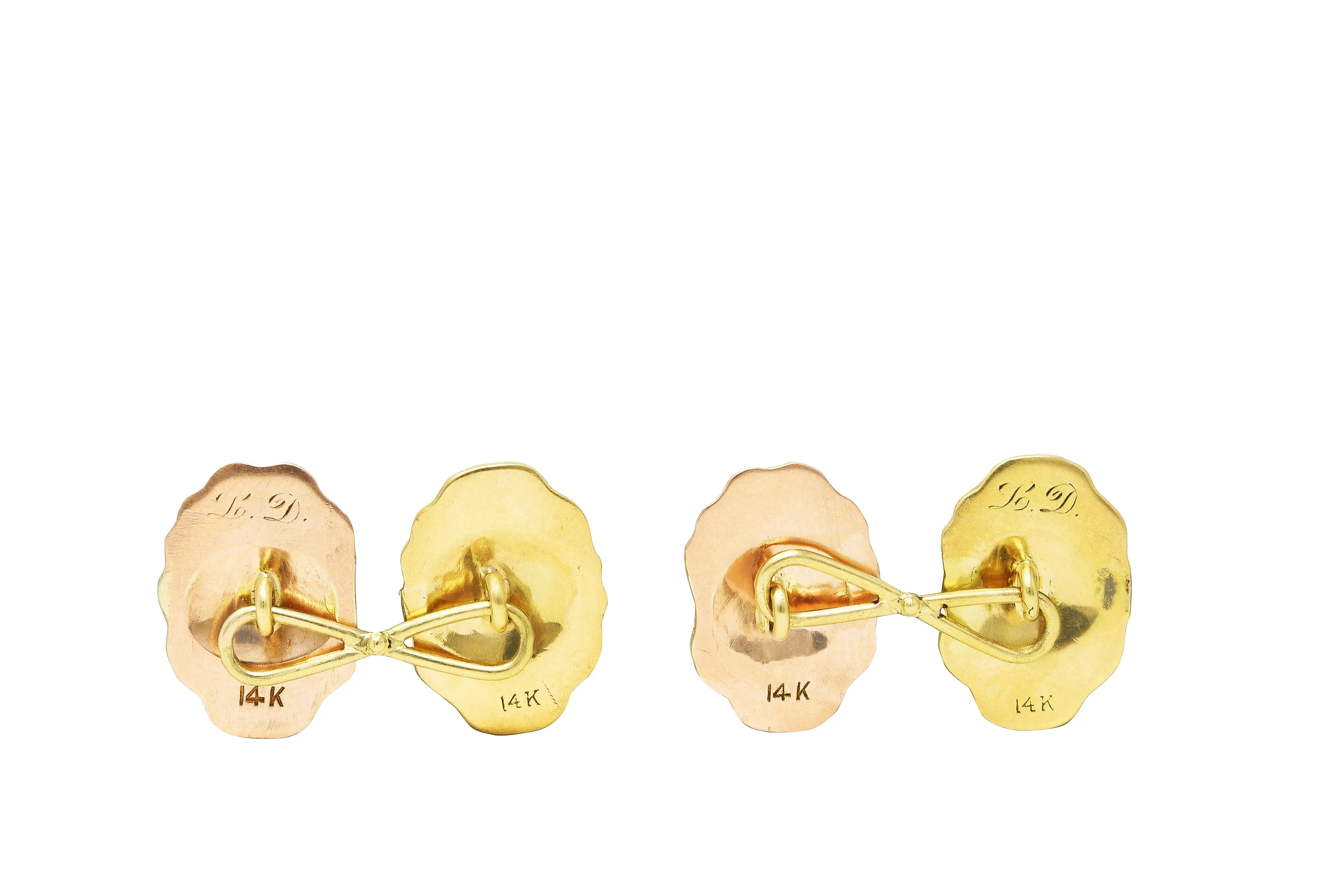 Victorian 14 Karat Two-Tone Gold Medusa Men's Antique Cufflinks