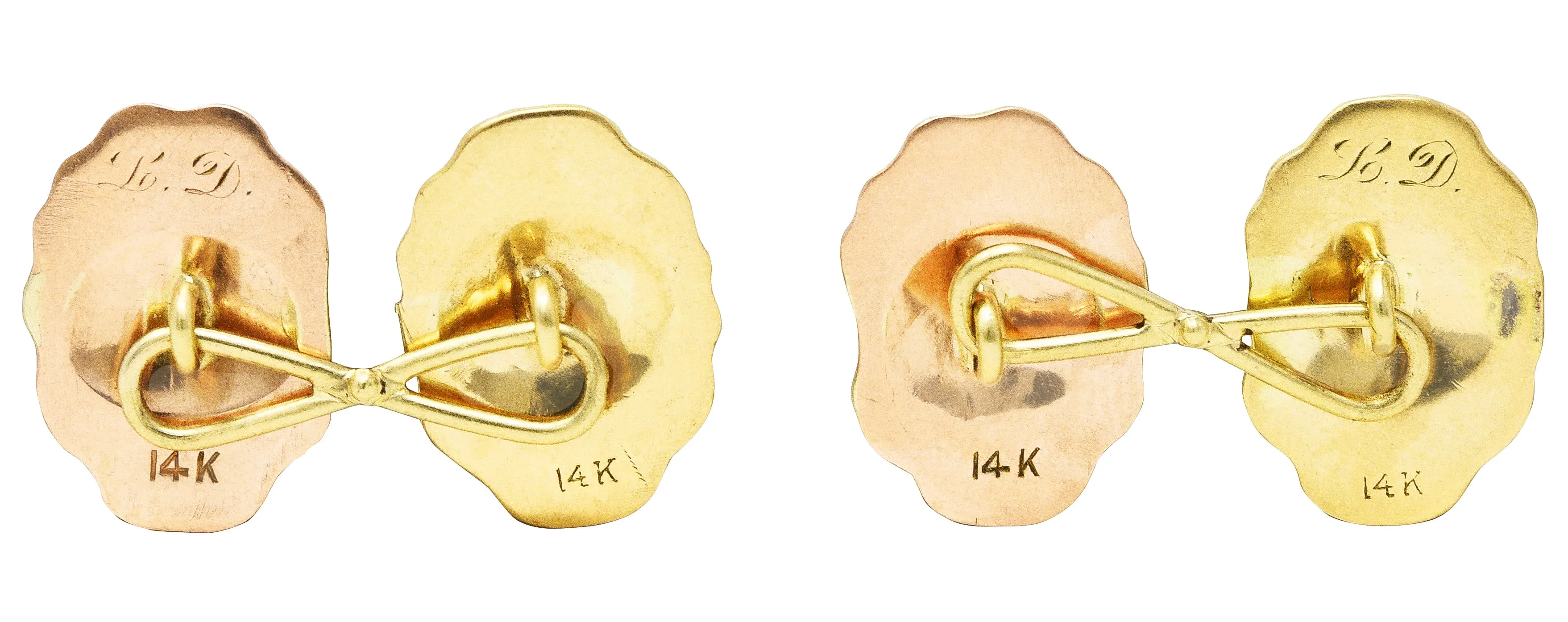 Victorian 14 Karat Two-Tone Gold Medusa Men's Antique Cufflinks