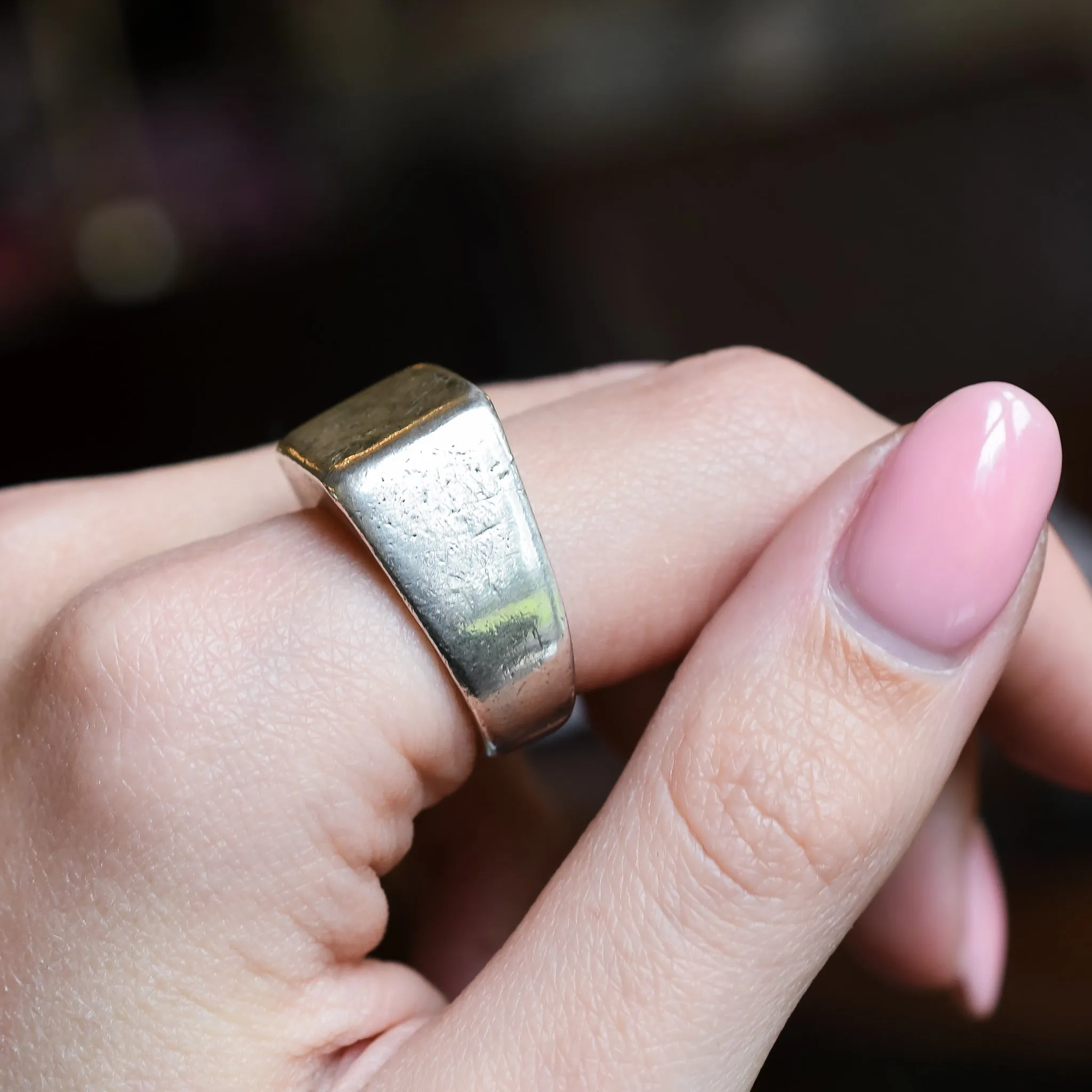 Vintage Oversized Silver Signet Ring