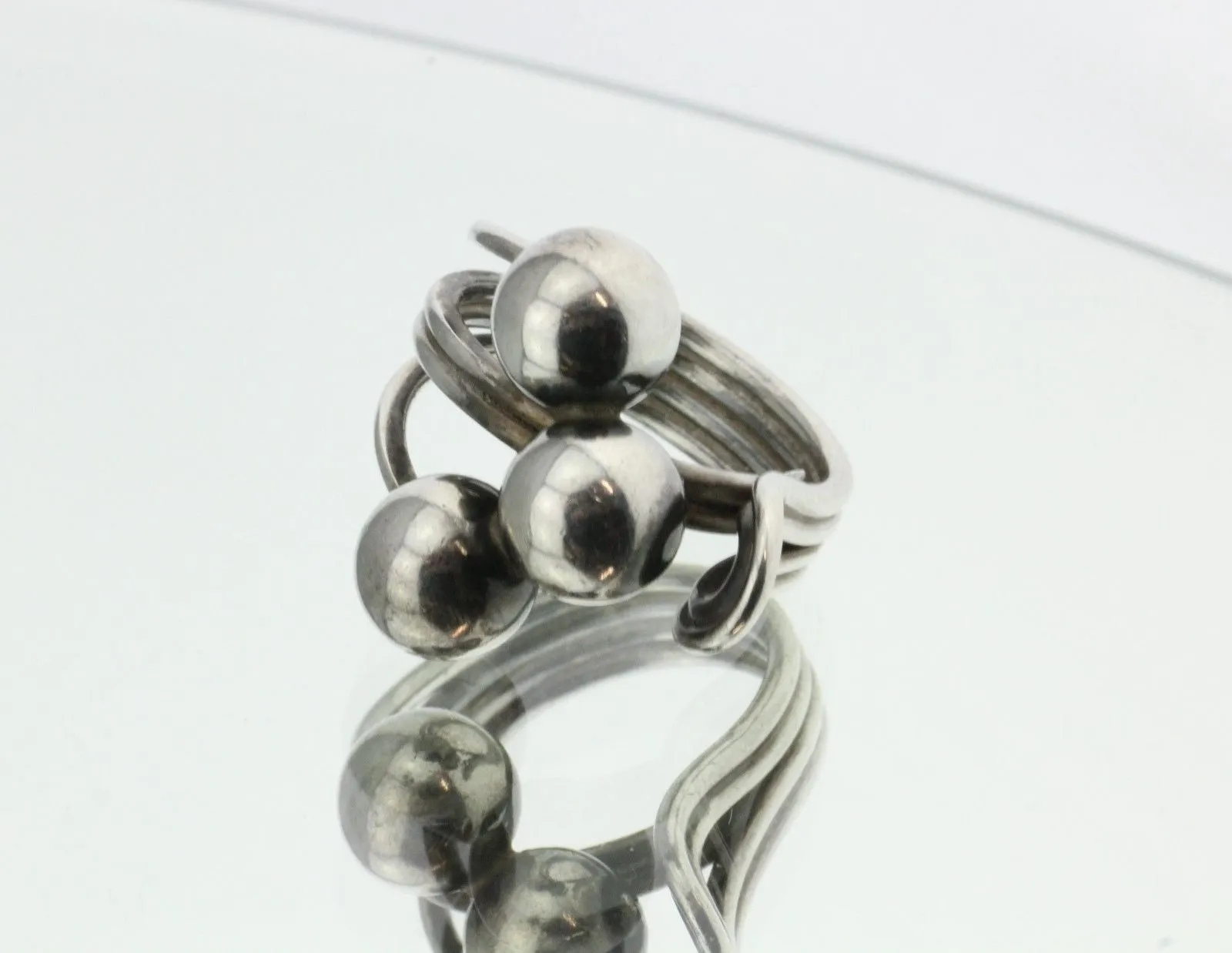 Vintage Sterling Silver Modernist Napier Figural Ring Signed Adjustable
