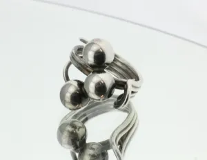 Vintage Sterling Silver Modernist Napier Figural Ring Signed Adjustable
