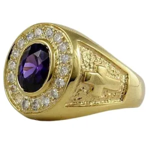 Violet Amethyst & Diamond Christian Bishop Ring