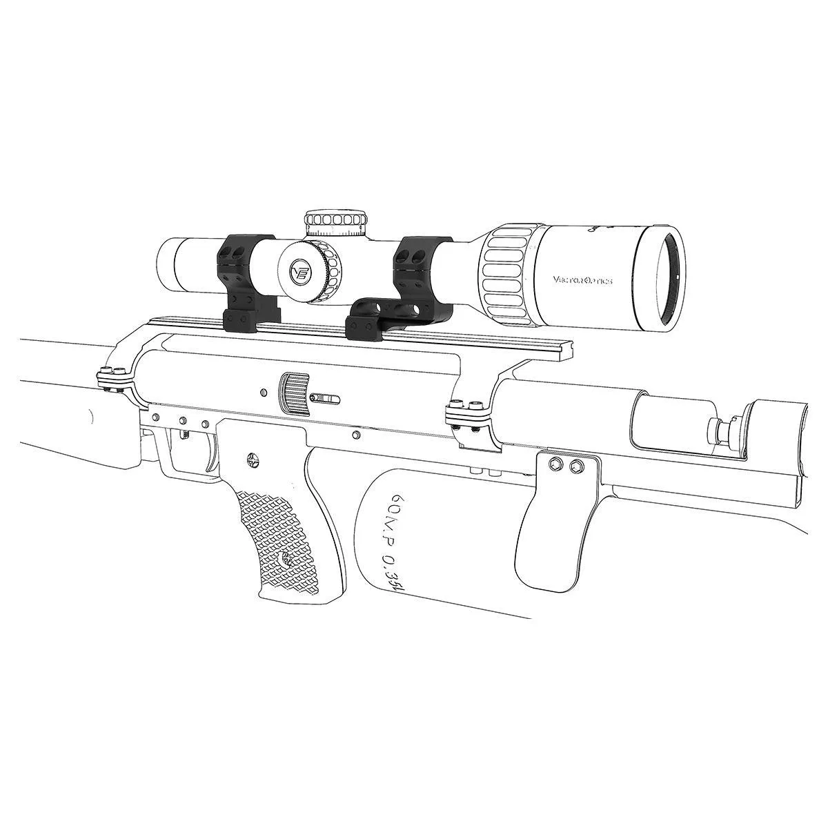 VO Cantilever Adjustable Mounting Rings for 30mm Riflescope - Black