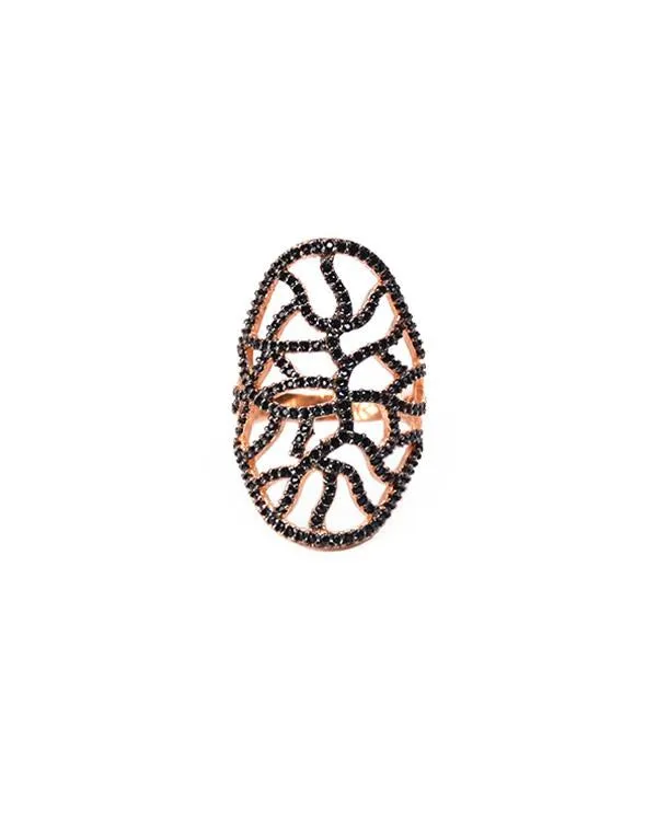 Wavy Grid RoseGold Ring