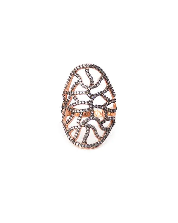 Wavy Grid RoseGold Ring