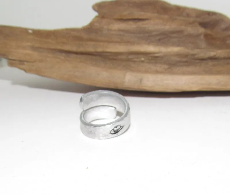 Western  Personalized Adjustable stamped ring,  inspiration rings, adjustable silver ring, stamped jewelry, boho mountain ring