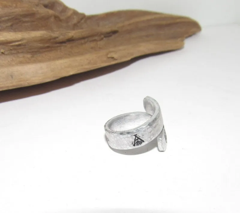 Western  Personalized Adjustable stamped ring,  inspiration rings, adjustable silver ring, stamped jewelry, boho mountain ring