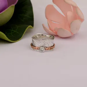 White CZ Meditation Spinner Ring