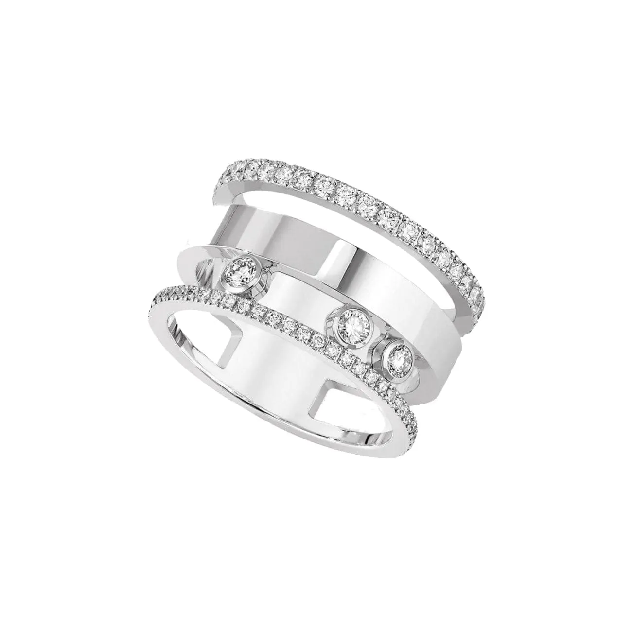 WHITE GOLD DIAMOND RING MOVE ROMANE LARGE