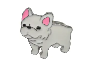 White Toned French Bulldog Adjustable Size Fashion Ring