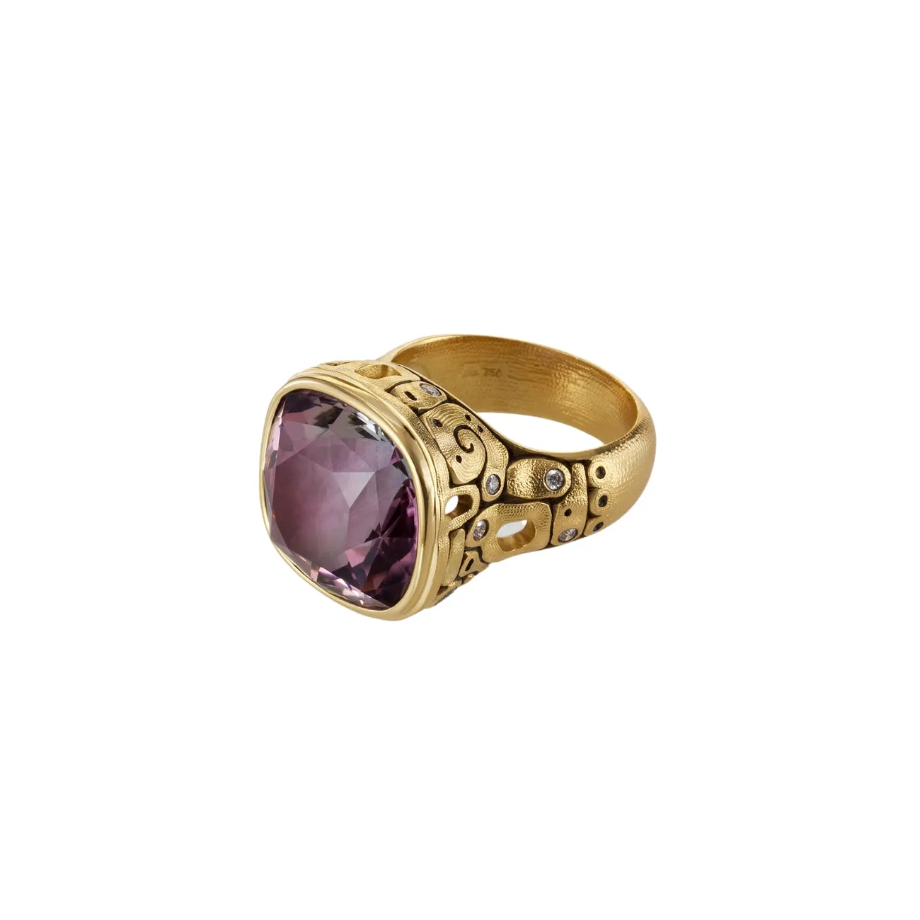 William Blake 18K Yellow Gold Amethyst Diamond Ring