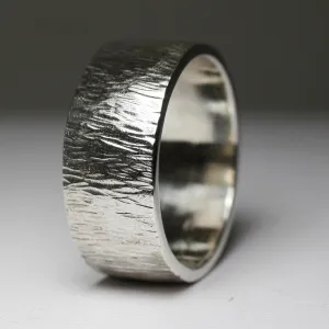 Wood Bark Textured - Wide Mens Wedding Band