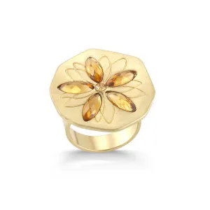 YELLOW CRYSTAL ADJUSTABLE RINGS #252GD5101 (1C12/10C1)