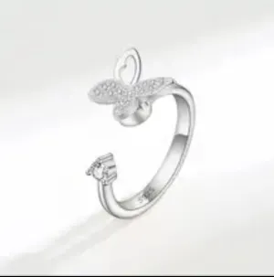 Zircon Butterfly Anti Anxiety/Anti Stress Fidget Spinner Ring