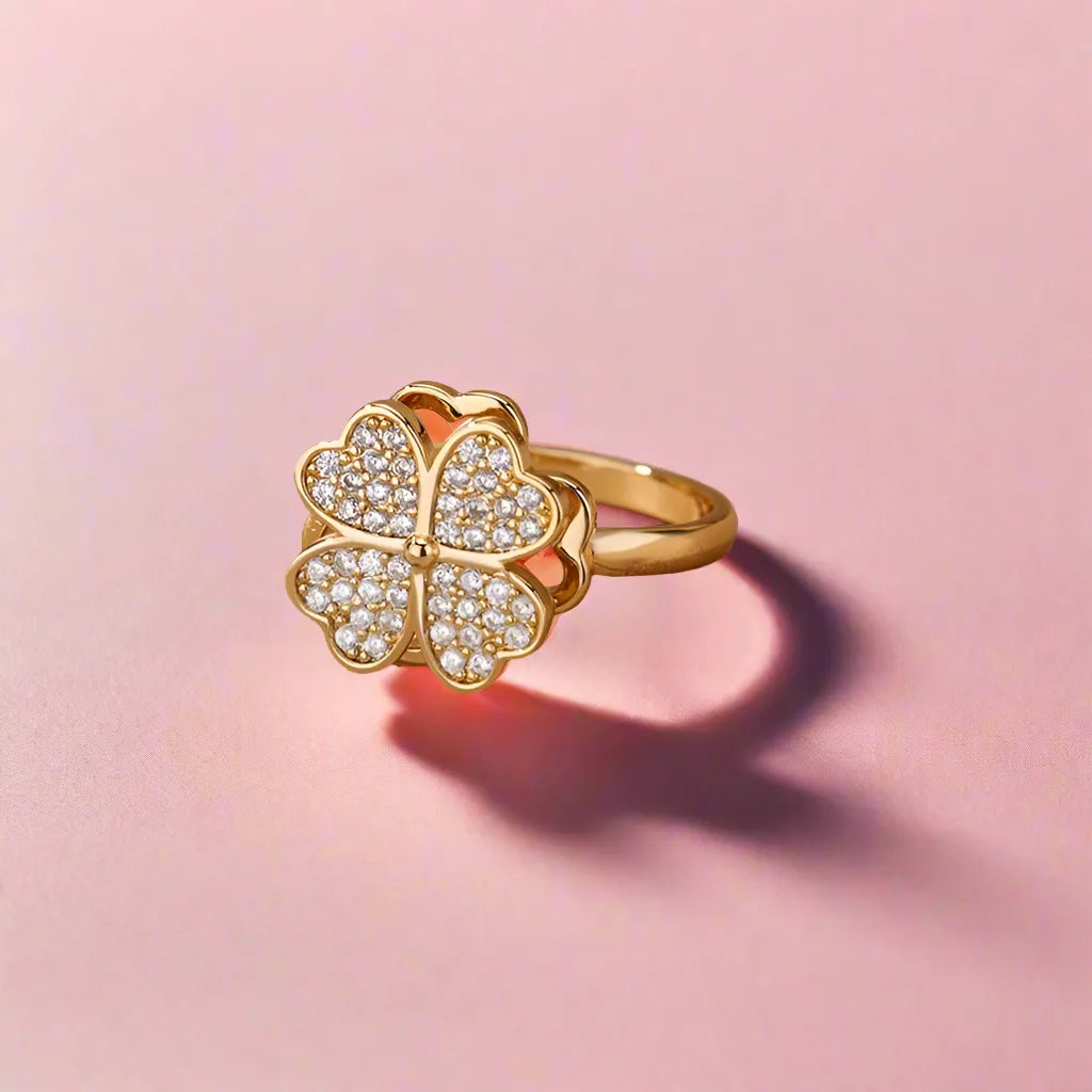 Zircon Four Clover Anti Stress/Anti Anxiety Fidget Ring
