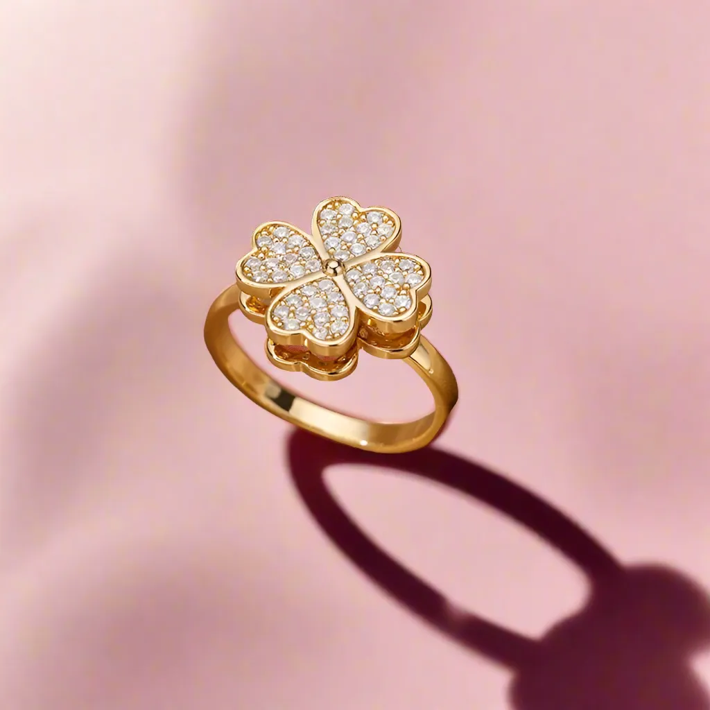 Zircon Four Clover Anti Stress/Anti Anxiety Fidget Ring
