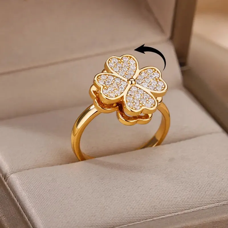 Zircon Four Clover Anti Stress/Anti Anxiety Fidget Ring